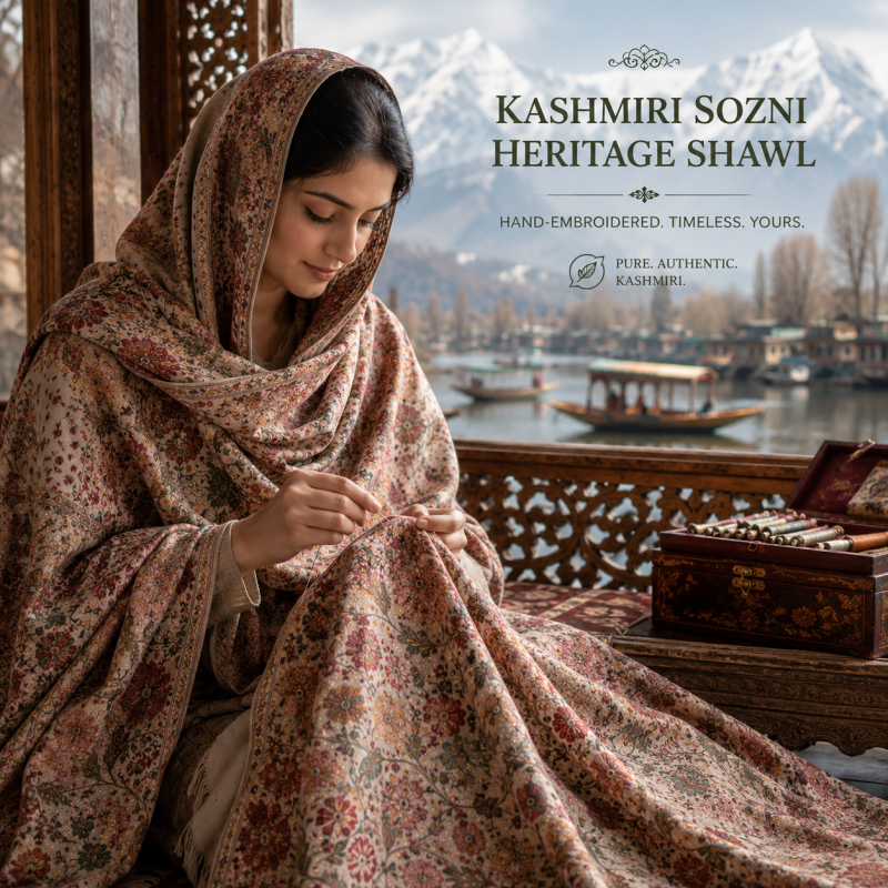 Kashmiri Sozni Heritage Shawl